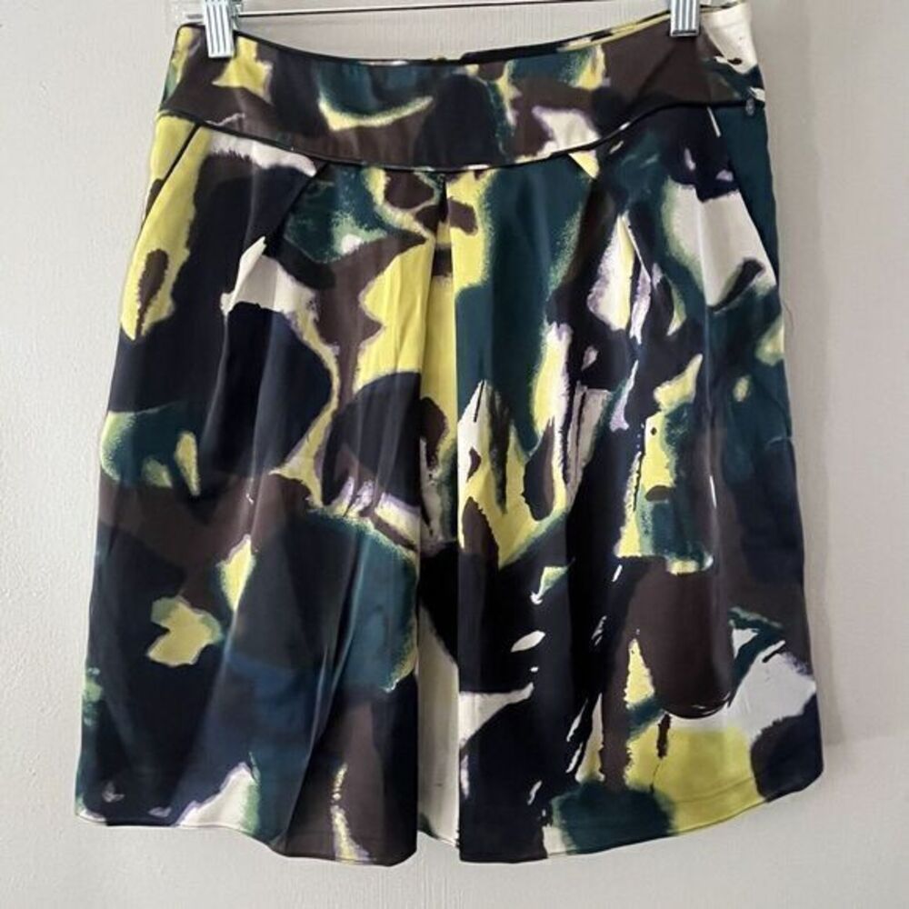 Calvin Klein Mini Skirt Silk Abstract Camo Print Pockets Above Knee 4 Festival